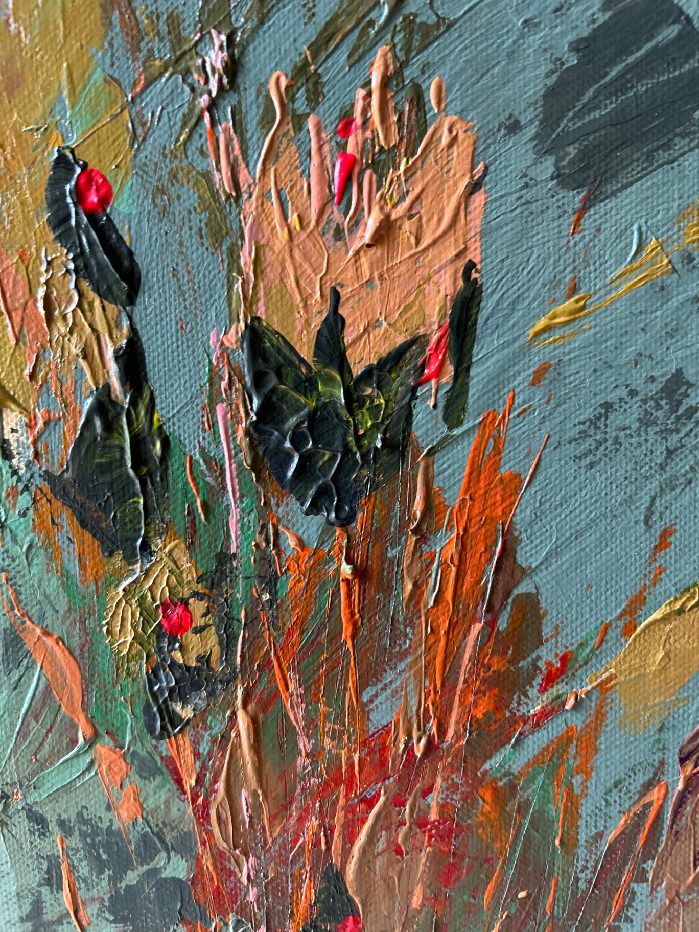 Vild Have - textured floral oil painting