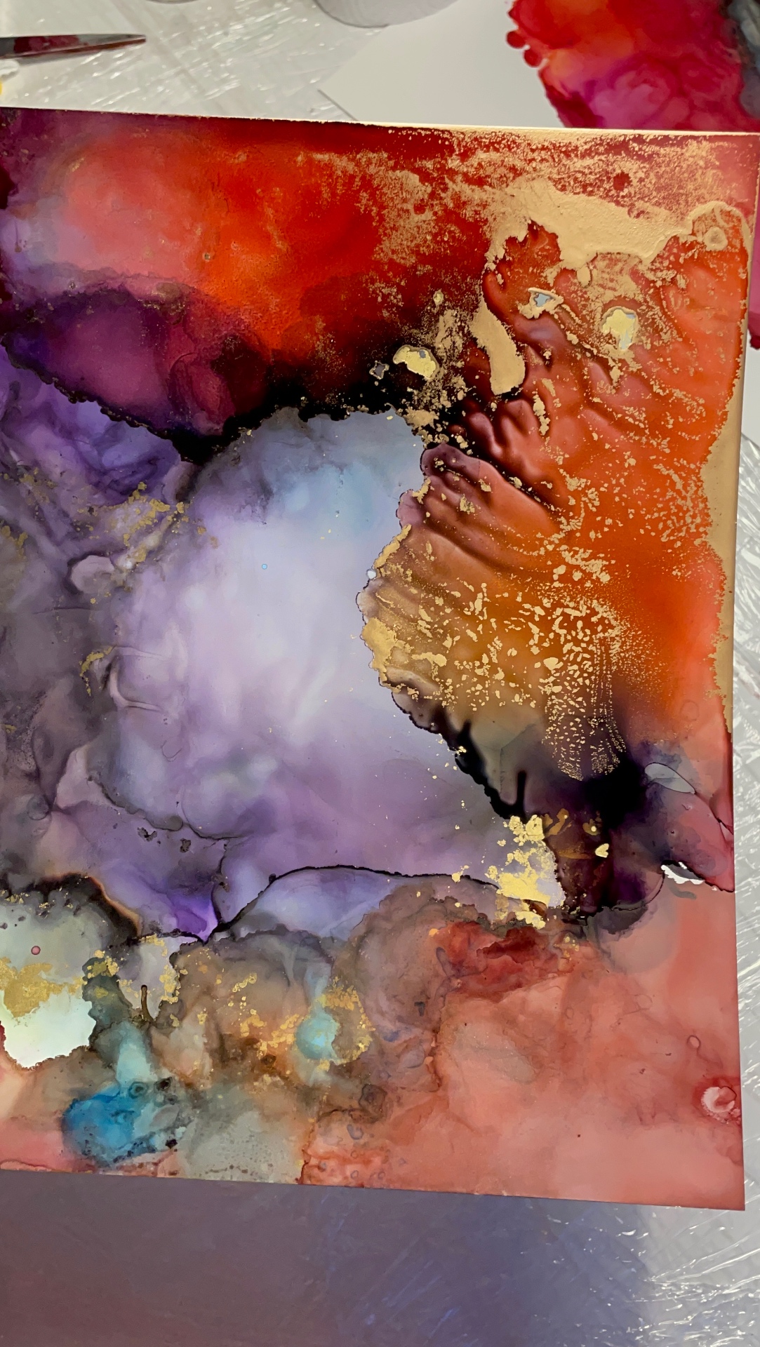 Morgendis - purple, red and gold alcohol ink