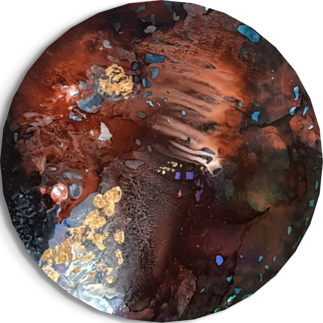Pluto, alcohol ink